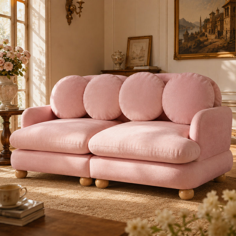 Canapé en chenille Veloria Comfy, Rose
