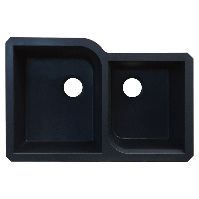 Radius 31.75'' L Double Bowl Kitchen Sink, Black