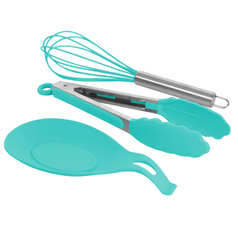 MegaChef Light Teal Silicone 12-Piece Cooking Utensil Set