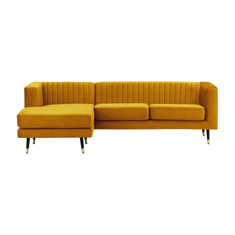 Monaville 4 Seater Velvet Sofa & Chaise, Yellow, Left Hand Facing