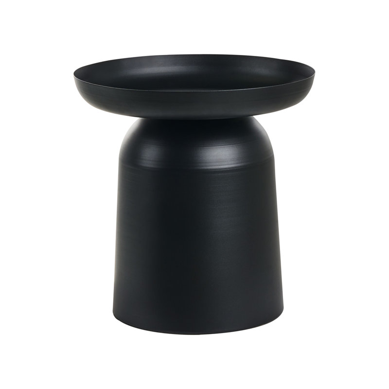Metal Side Table with Storage, Black