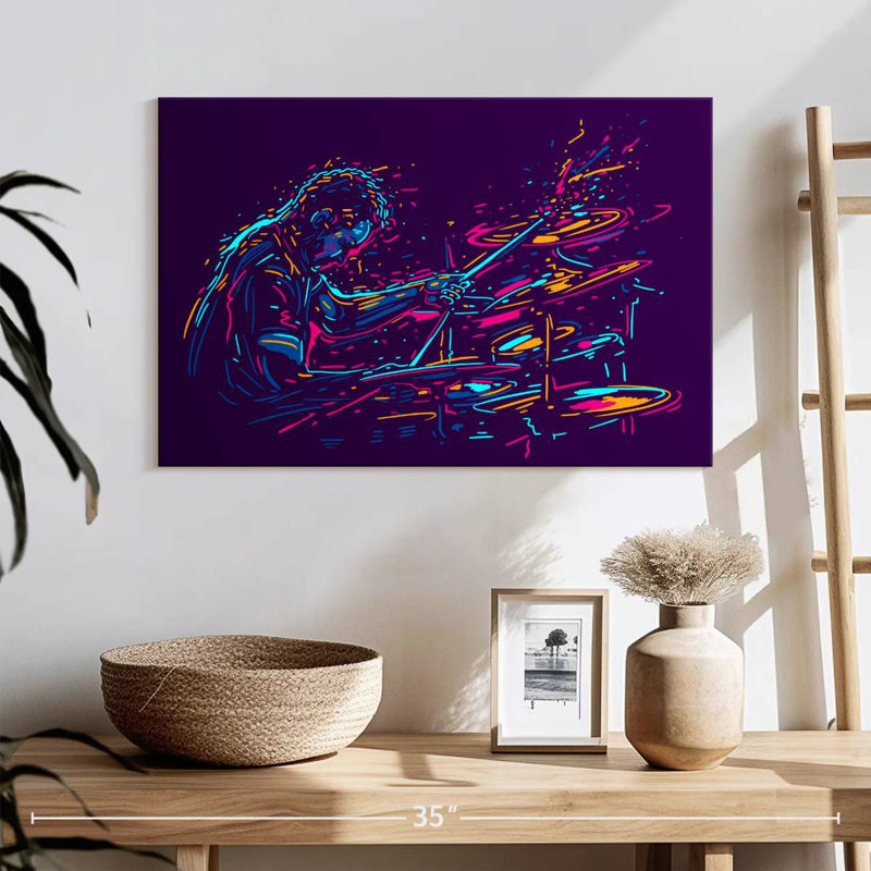 Abarca Abstract Drummer Performing, 16" H x 24" W