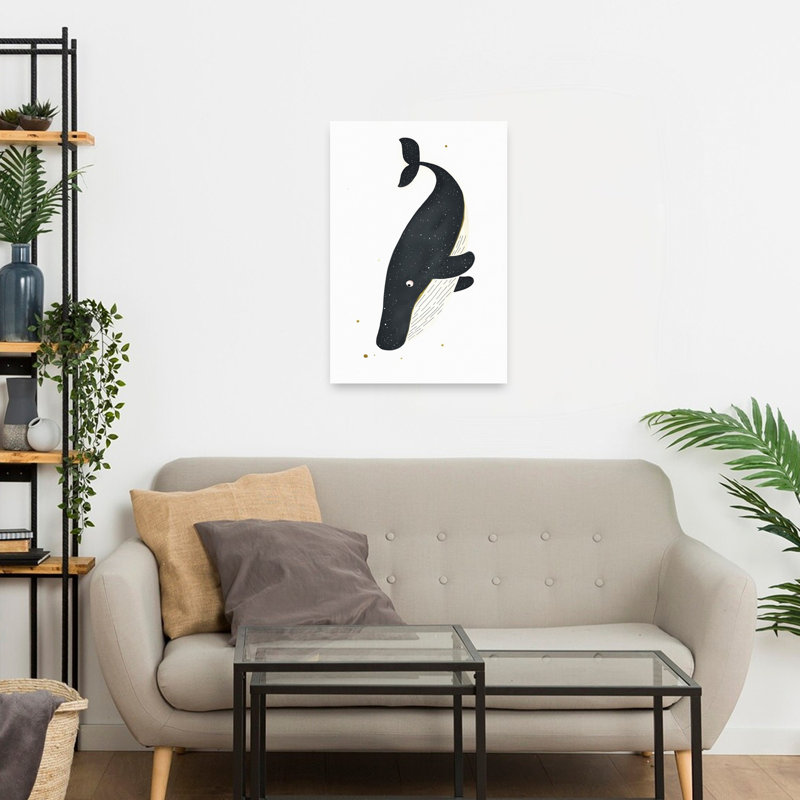 Celestial Whale Friend Playful Whimsical Contemporary Whale Ocean Wall Art Print 1 Piece Wrapped Canvas Wall Art