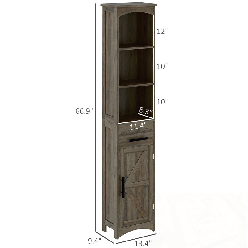Tall Slim Dubuc Cabinet with Drawer, Brown