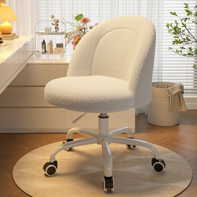 Armless Task Chair with Wheels, Height-Adjustable Vanity Chair for Small Spaces by Mercer41