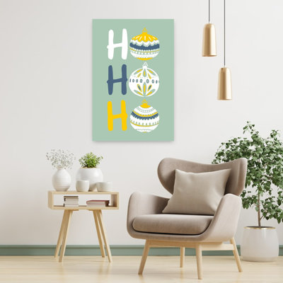 Ho Ho Ho Christmas Ornaments Minimalist Modern Winter Wall Art Print 1 Piece Wrapped Canvas Wall Art