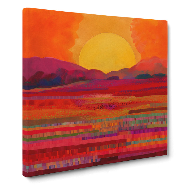 Art Deco Sunset Colour Field No.1 - Wrapped Canvas - Framed Print, 35cm H x 35cm W x 3cm D