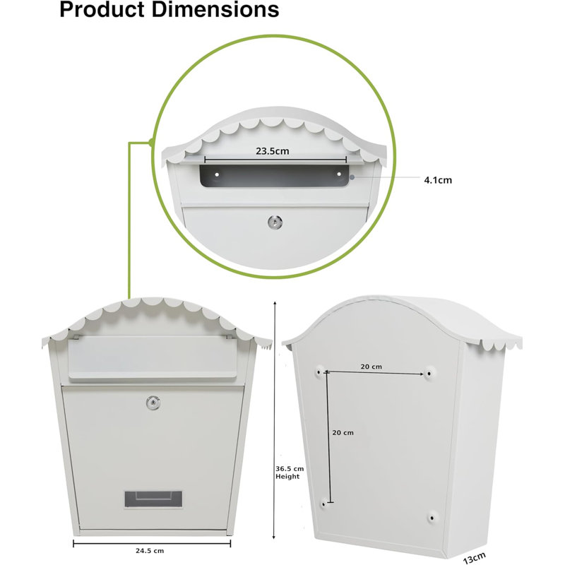 Cartegena Steel Wall Mounted Post Box, White
