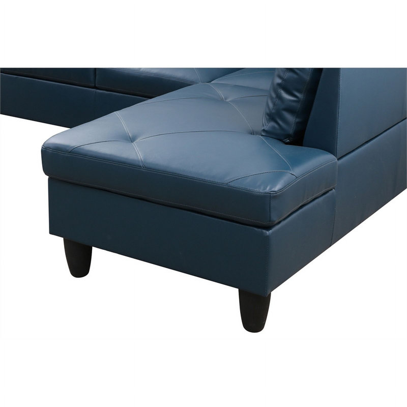 Amelah 2 - Piece 97" Vegan Faux Leather Sectional, Right Hand Facing, Navy Faux Leather