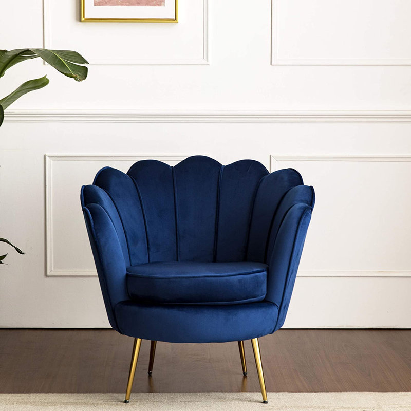 Bernier Velvet Barrel Chair, Blue