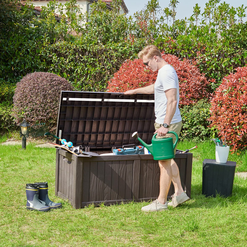 Underyr 55.3'' W 120 Gallons Water Resistant Resin Lockable Deck Box, Brown