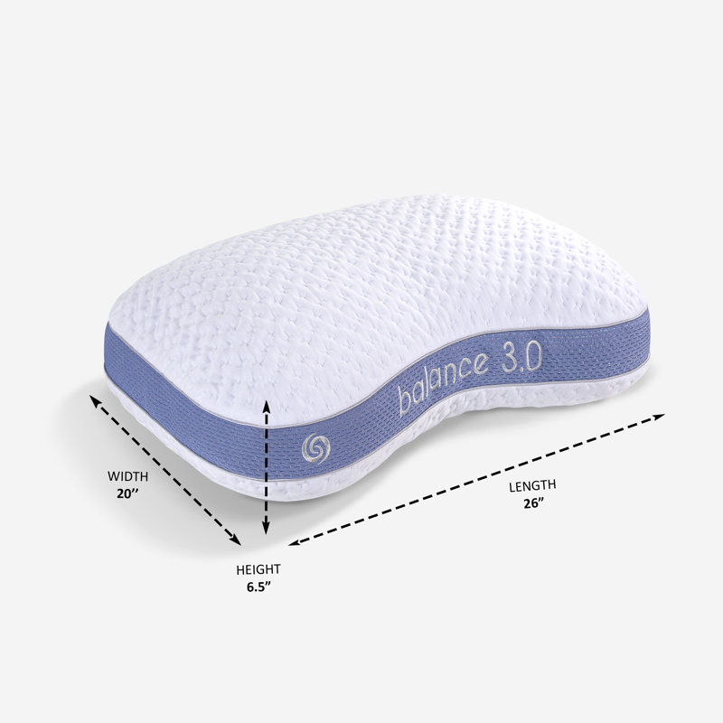 Bedgear Balance Cuddle Curve Performance Pillow for Side Sleepers- Medium Firmness and Moisture Wicking, 3.0, Standard