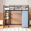 Lit mezzanine en métal avec bureau, tablettes, prise de courant, lumière DEL et garde-robe-938979180-938979183
