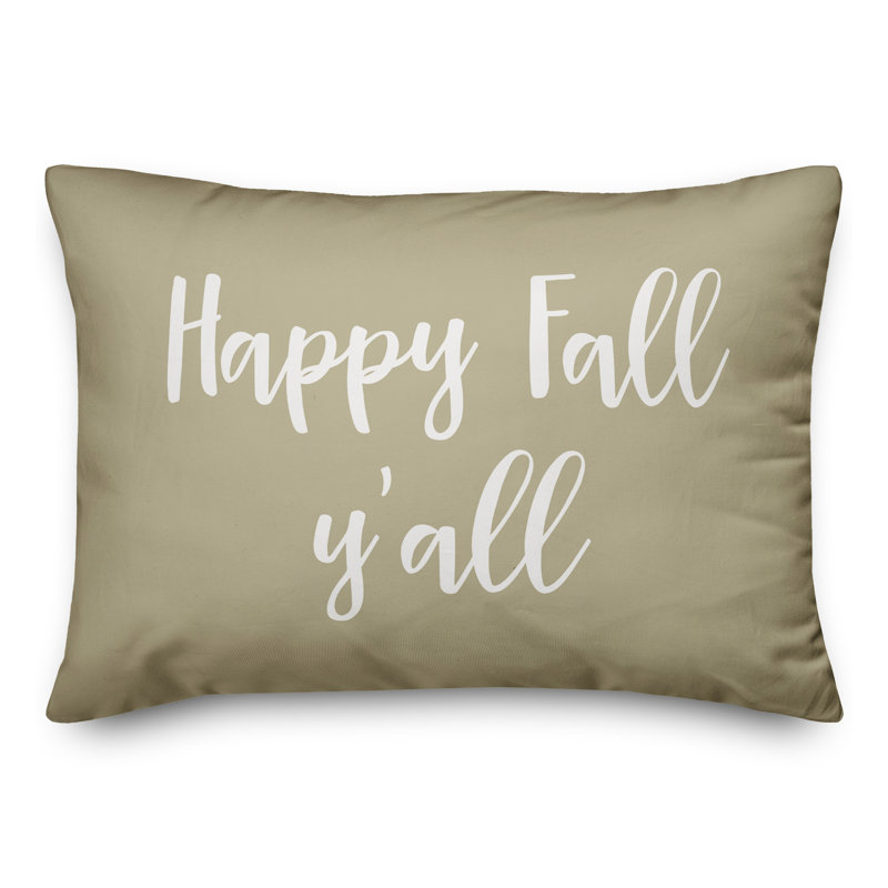  Happy Fall, Y'all Lumbar Pillow, Beige