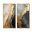 Minimalisme chrome doré et poteries noires - ensemble de 2 reproductions d'art abstrait fractal-1999182910-1999182899
