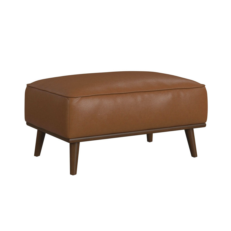 Okehampt Ottoman with Wood Base in Pebble, Tan