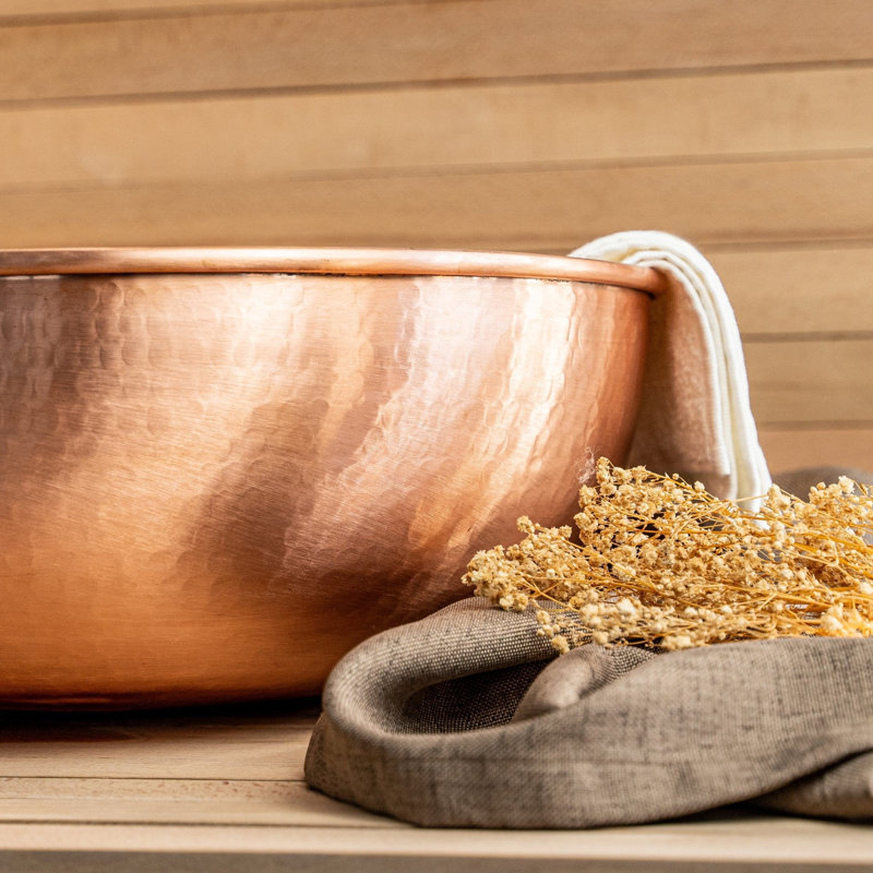 ALFIQ Handmade Solid Copper Pedicure Bowl for Spa and Home Foot Soaking, Matte Copper
