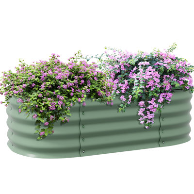 3.4' X 2' 1' Galvanized Metal Vegetable Bed, Outdoor Elevated Planter For Growing, With Border And Efficient Drainage Facility Raised Garden Box Hole, 41.83" L 24.5" W 11.92" H, Gardening, Edge Good