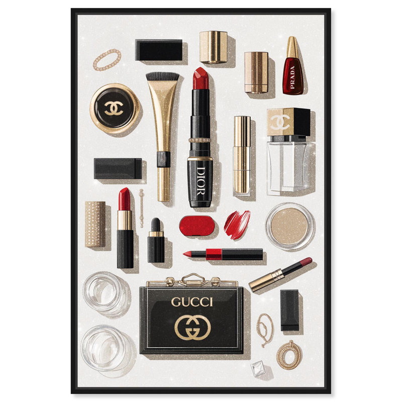 Reproduction d'art tendance sur toile Luxury Collection Maquillage II par Art Remedy, H 37 po x l 25 po, Structure noire