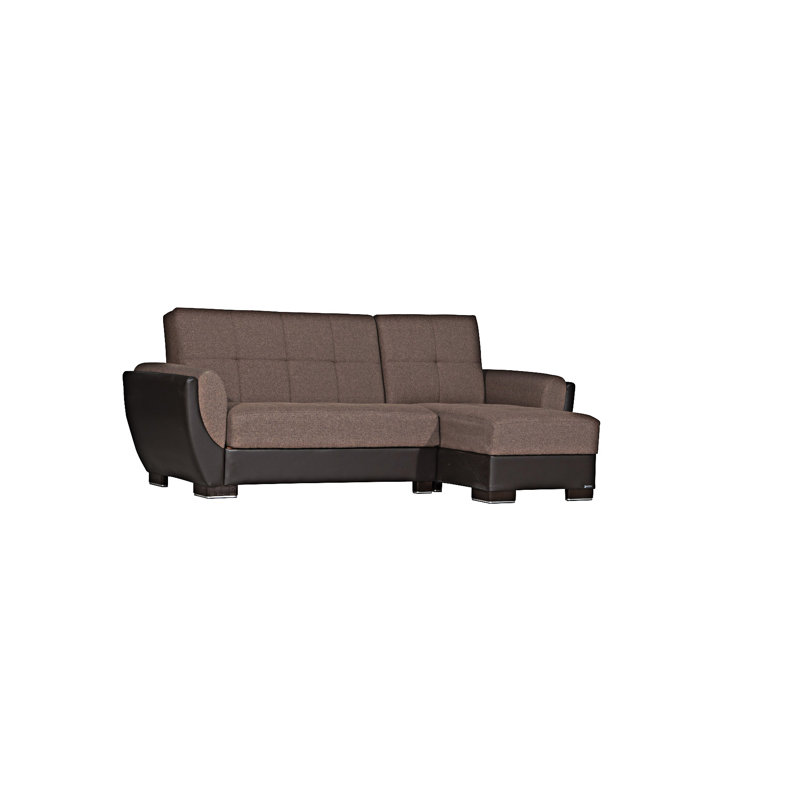 Chaise longue rembourrée convertible avec rangement, Brun / Noir