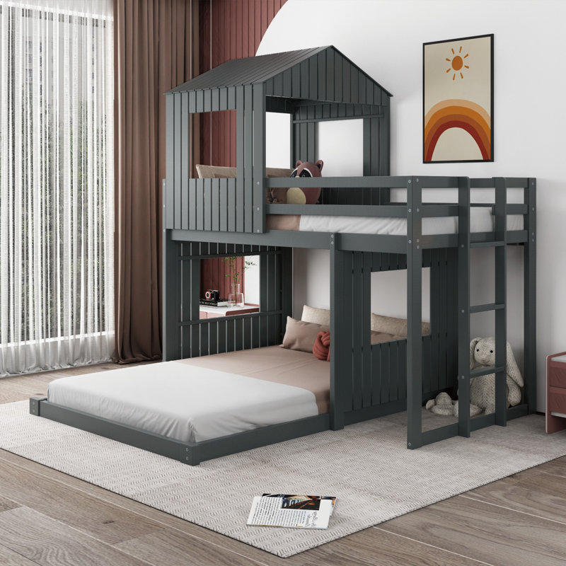 Hummel Kids Twin Over Full Bunk Bed, Gray