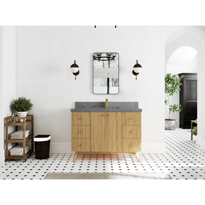 Ensemble de meuble-lavabo simple 48 po Ceinna, Gris Piatra
