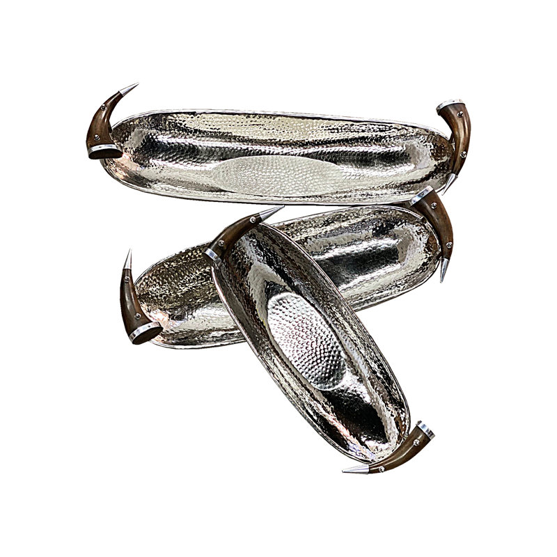 Ensemble de plateaux de service en aluminium 3 pièces