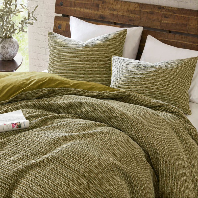 Ensemble de housse de couette 3 pièces, Green Striped