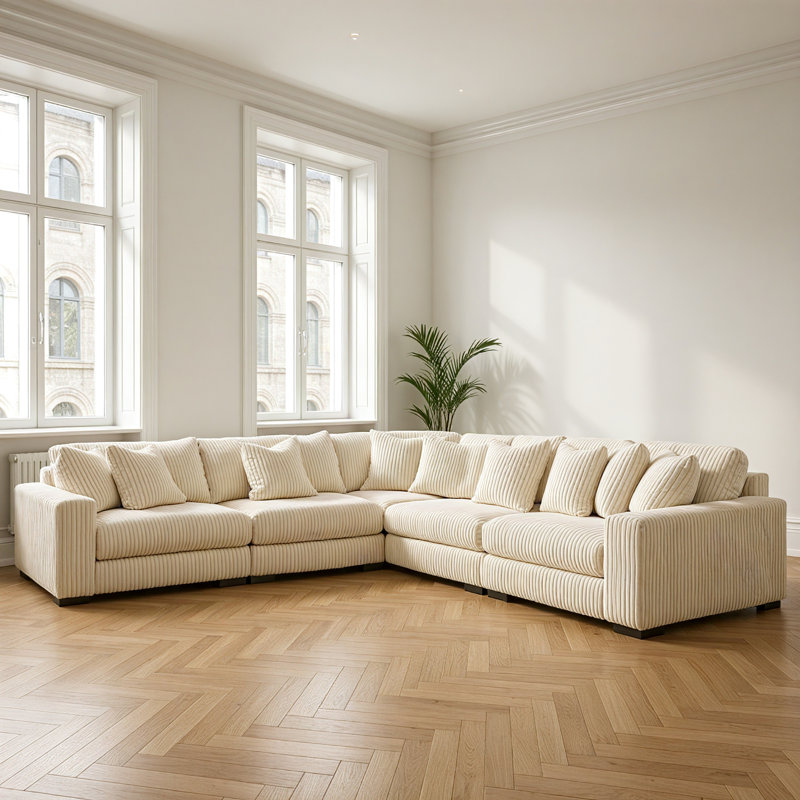 Canapé modulaire Lindyn, 100 % polyester ivoire