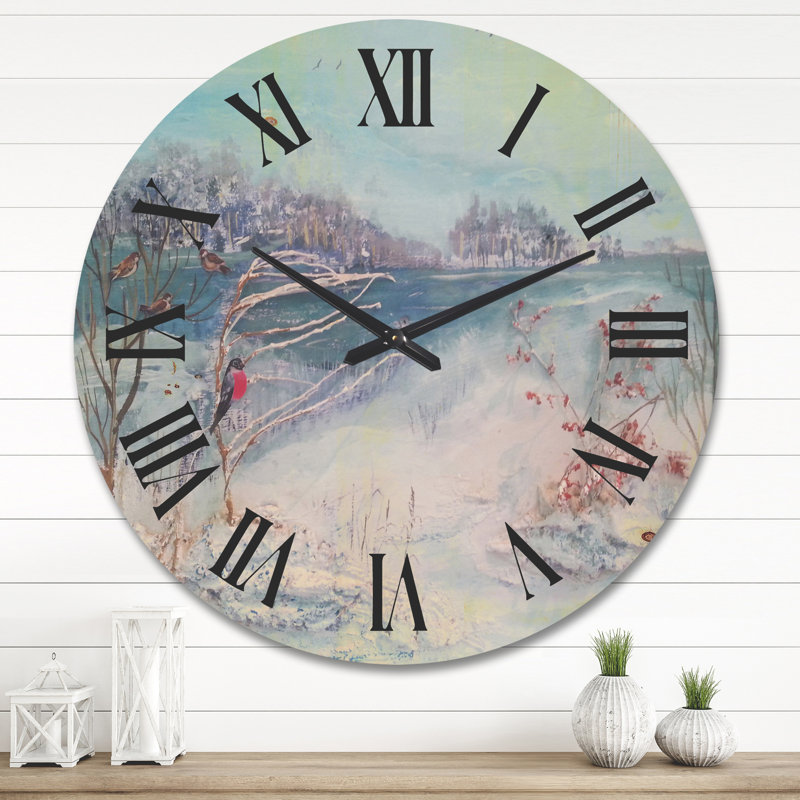 Horloge murale Winter Trees River, Grand