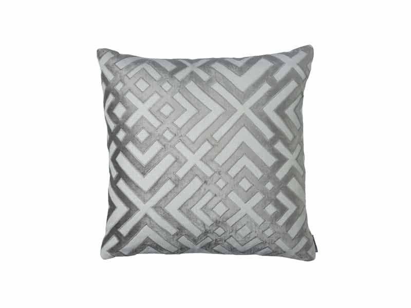 Karl Velvet Square Pillow Cover & Insert, Ivory/Platinum, 24"H x 24"W