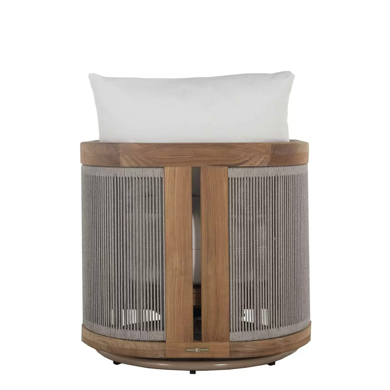 Avalon Teak Outdoor Swivel Lounge Chair - Natural Rope, Yes, Intermix Indigo