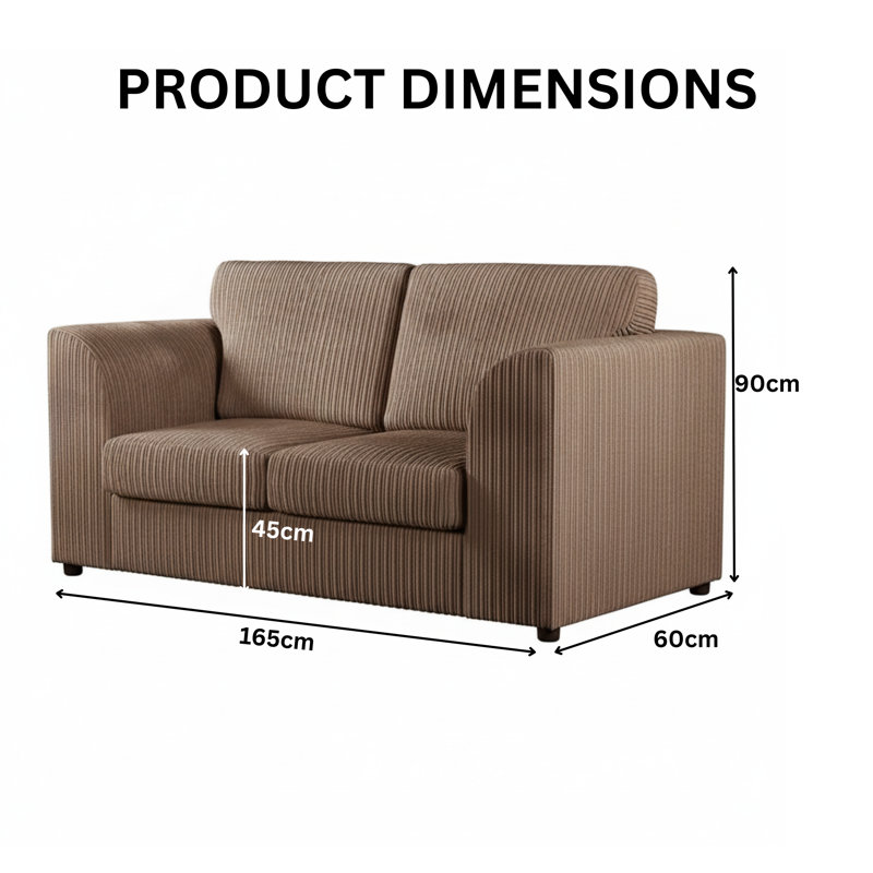 Corduroy Sofa, 75cm H x 165cm W x 90cm D, Beige