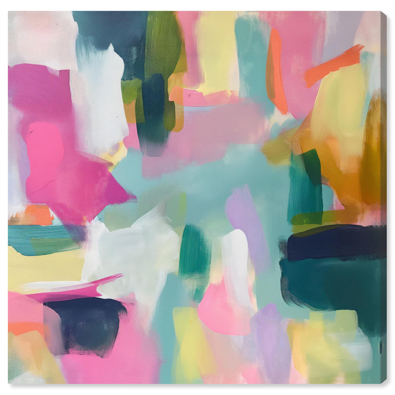 «Flamingo Mist II», reproduction d'art moderne sur toile par Art Remedy, Toile tendue, H 12 po x l 12 po x P 1,5 po