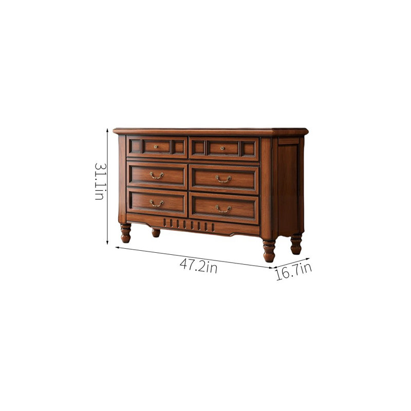 Commode d'entrée 6 tiroirs Vintage Acajou, Brun