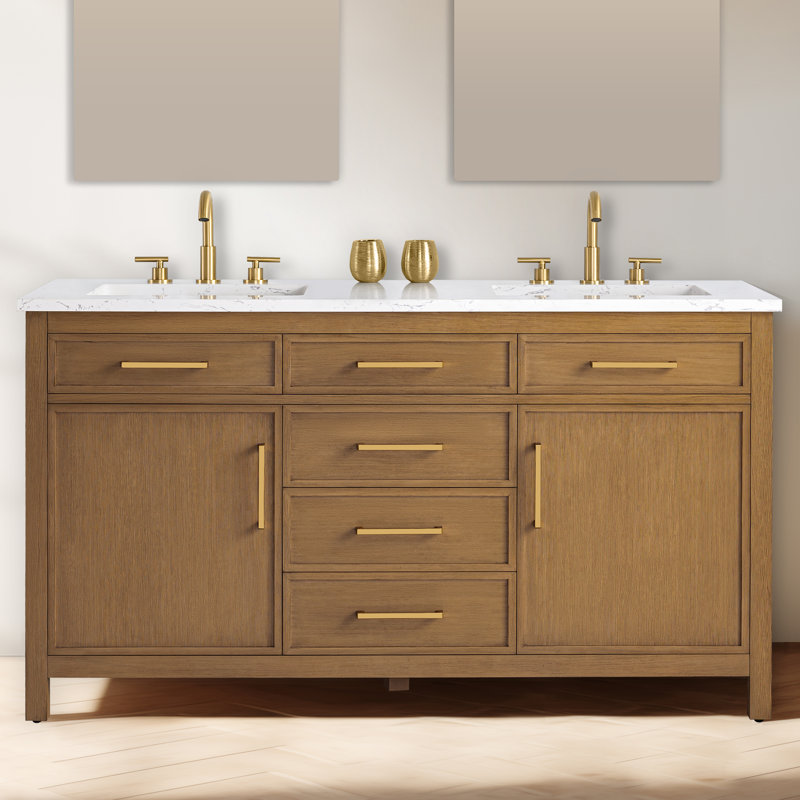 Reajean 60" Double Vanity, Caramel/Brushed Bronze