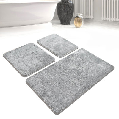 Ensemble de tapis de bain en acrylique de qualité supérieure (3 pièces) | 100% acrylique, antibactérien, antidérapant | Dimensions: 15,7 x 23,6 po, 19,7 x 23,6 po, 23,6 x 39,4 po | Lavable à la machine, doux et durable pour la sécurité de la salle de bain
