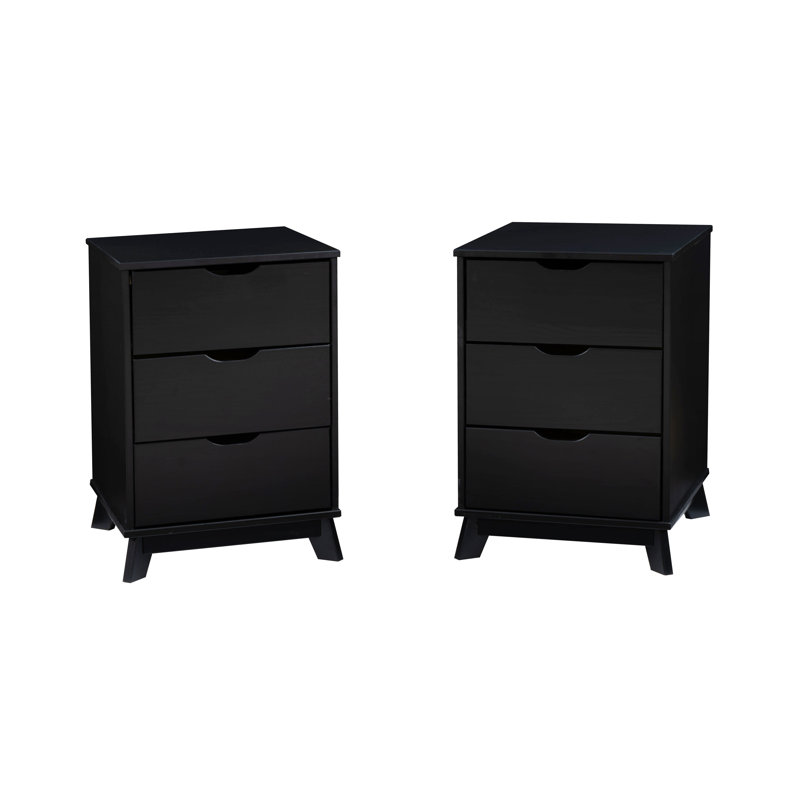Marialana Solid Wood Nightstand Set Of 2, Black