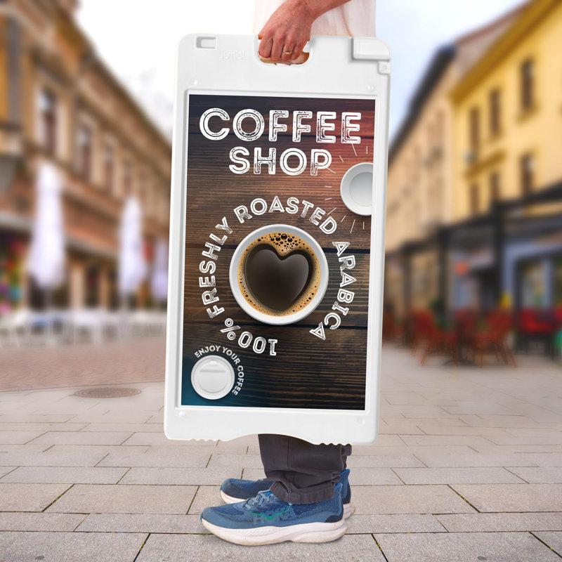 A-Frame Sandwich Signboard, White, 33.6" H x 17.7" W x 3" D