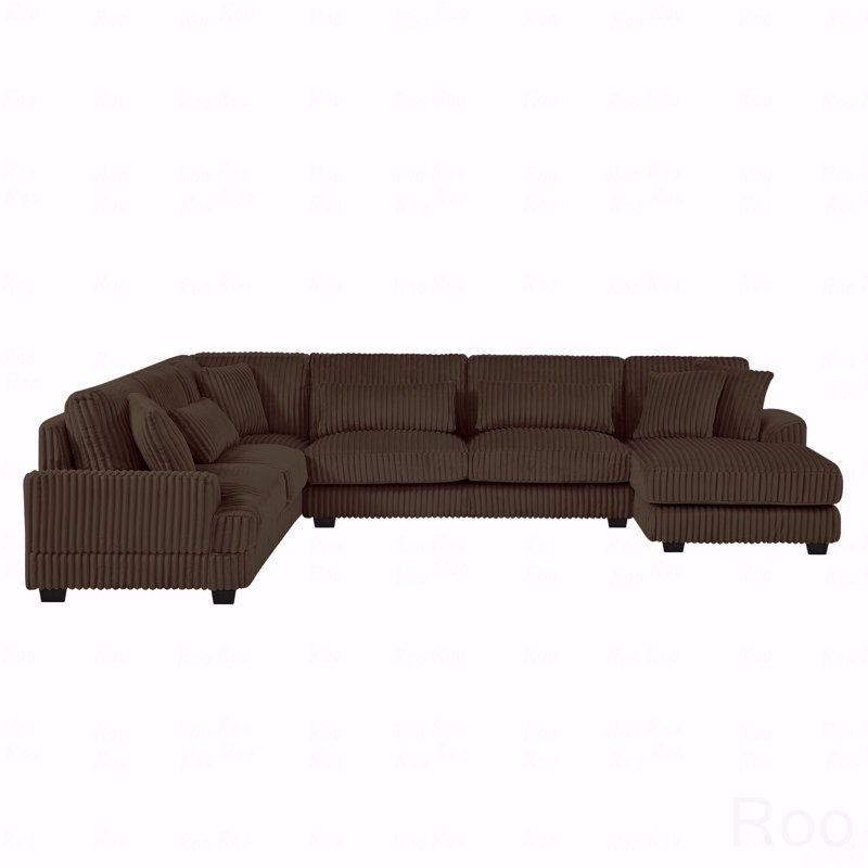 Basic Sectional Sofa, 129" Oversized  Sofa U-Shaped Sofa Couch Modern Sofa Upholstered In Soft Corduroy With A Chaise Lounge