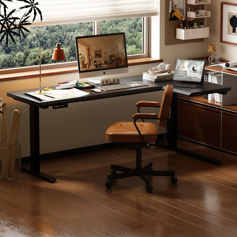 Bureau électrique en bois massif à hauteur réglable, 28.15"H*70.87"W*39.37"D