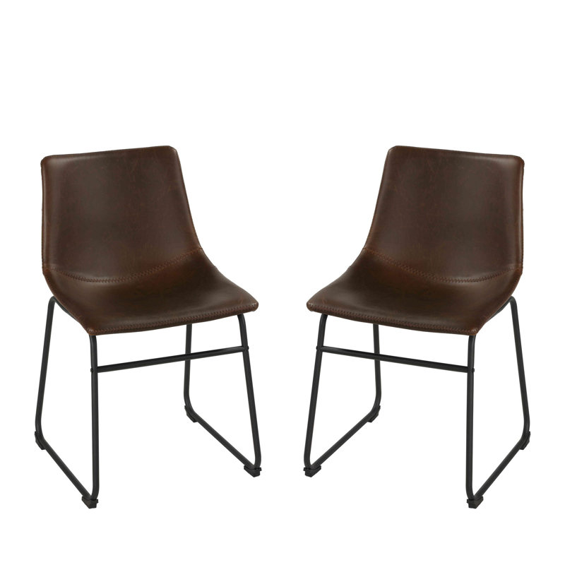 Ensemble de 2 chaises d'appoint rembourrées Lauver, Brun