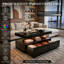 104CM Modern High Gloss Coffee Table With 2 Drawers, Smart App-Controlled RGB LED & Music Sync (EU Plug) - Black/White-1688977518
