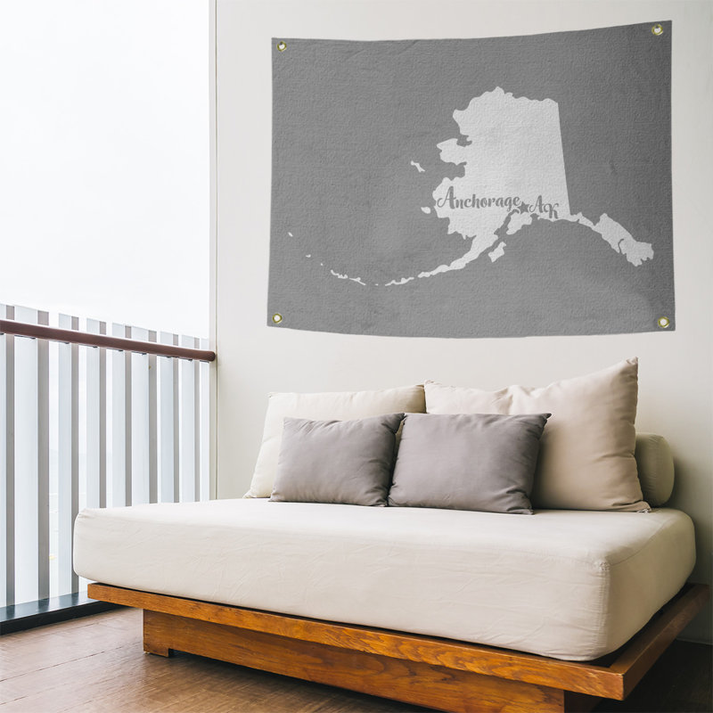 Tapisserie murale alaska ancrage, Gris, H 50 po x l 59 po
