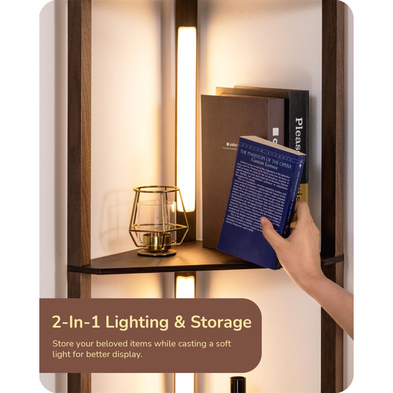 Dajion 163cm LED Tray Table Floor Lamp, Brown