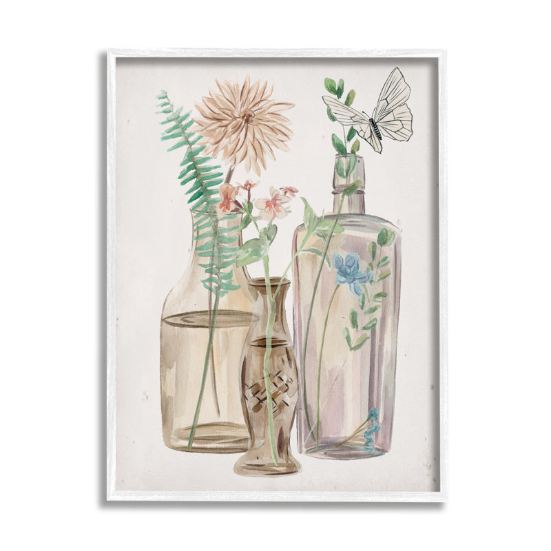 Bouquets de printemps et prairies, H 30 po x l 24 po, Giclée encadrée blanc bord de mer