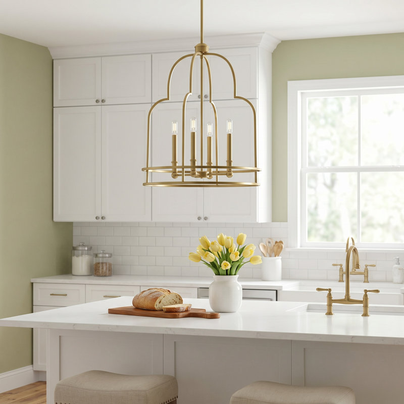Cathleen 4-Light Geometric Pendant, Gold