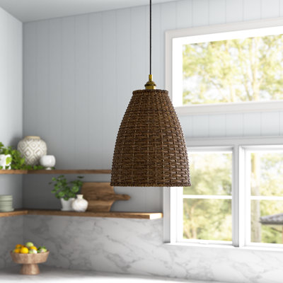 Luminaire suspendu en rotin naturel 1 lumière brun foncé Aldona