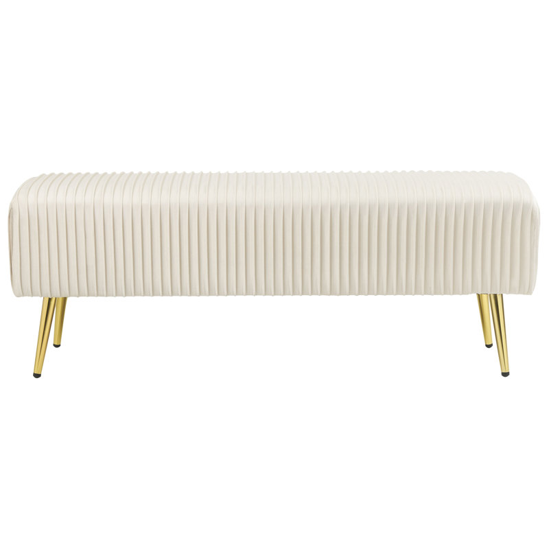 Mattawan Velvet Upholstered Bench, Cream