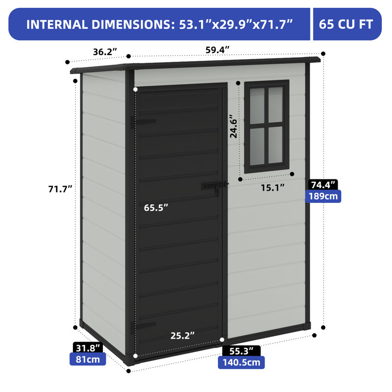 Outdoor Vertical Storage Shed, Gray